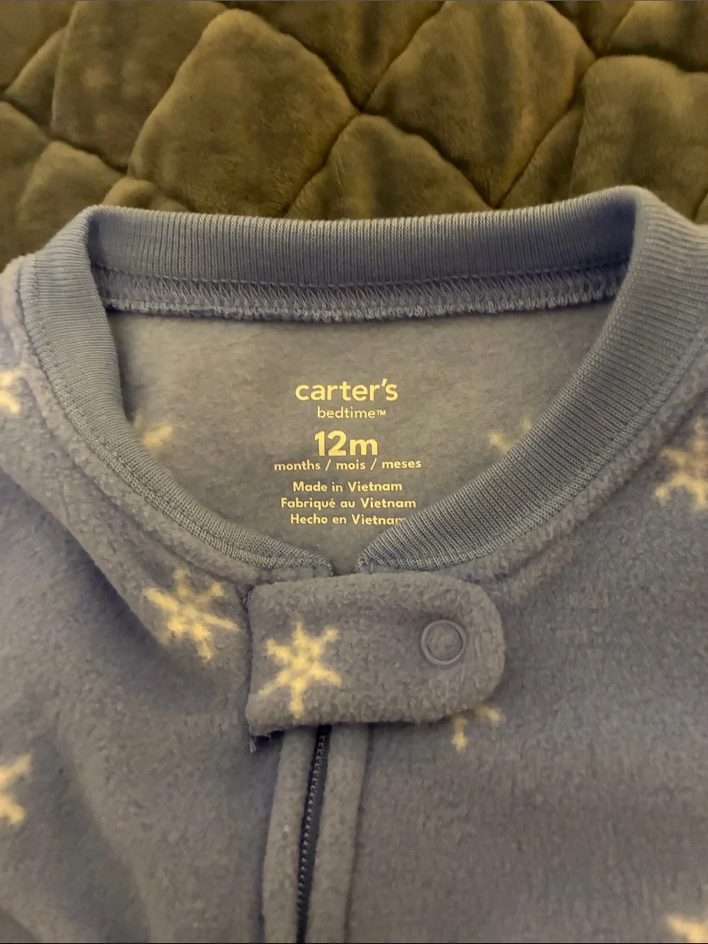 Carter's Light Blue Penguin Applique Fleece Footed One-Piece